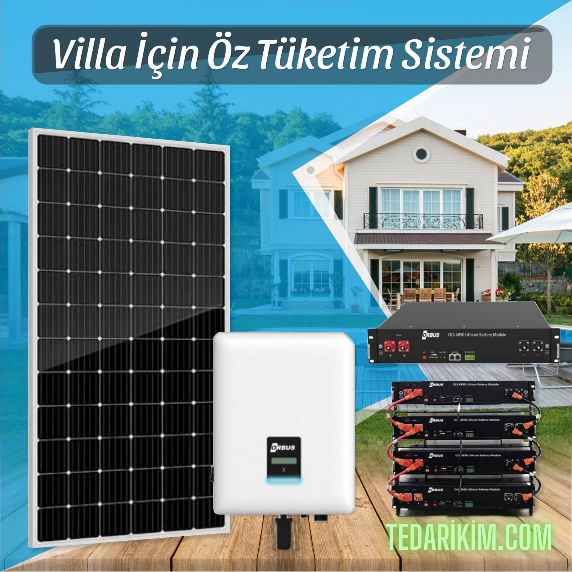 Öz Tüketim Paketi + Lityum Depolamalı – 7 kWp Monofaze